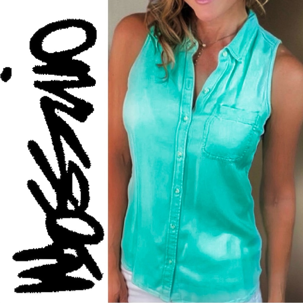 Mossimo Supply Co. Green Fitted Button Down Polo